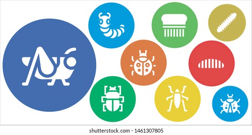 mosquito icon set. 9 filled mosquito icons.  Simple modern icons about  - Grasshopper, Caterpillar, Flea, Fleas, Insect, Ladybug, Centipede