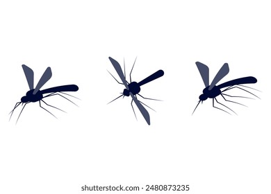Conjunto de iconos de mosquitos, siluetas de insectos. Ilustración vectorial.