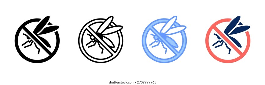 Conjunto de iconos de mosquito colección de estilo múltiple