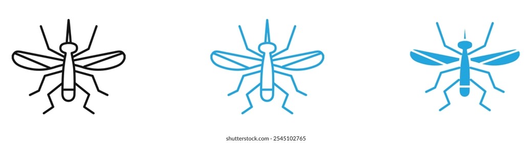Ícone de mosquito definir ilustração de vetor em preto