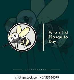 Mosquito Icon Vector with Mosquito and World map Background, World Mosquito day, Malaria Day, dengue fever