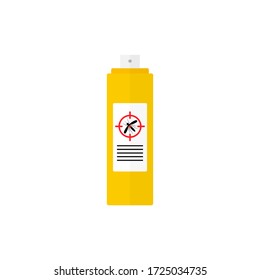 Mosquito insect aerosol bottle icon. Bug and mosquito spray prevention vector illustration isolated on white.