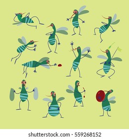 Mosquito, insect collection vector illustration of a flat style.