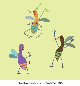 Mosquito, insect collection vector illustration of a flat style.