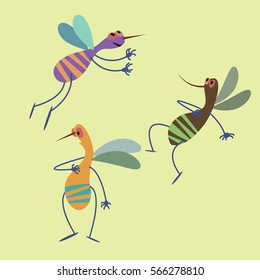 Mosquito, insect collection vector illustration of a flat style.
