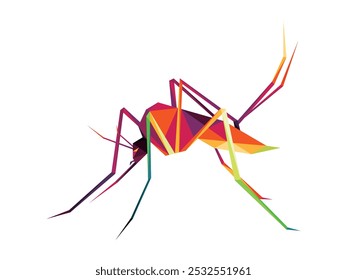 Mosquito insecto en Vector gráfico poligonal colorido. Colorido bajo poli Abstractas de mosquito. Logotipo colorido del mosquito animal