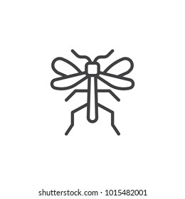 Mosquito insect line icon, outline vector sign, linear style pictogram isolated on white. Symbol, logo illustration. Editable stroke