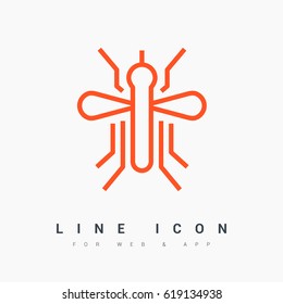 mosquito insect line vector icon