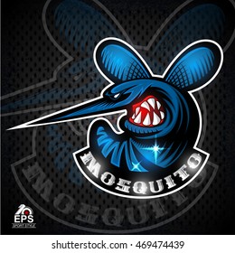 Mosquito insect in profile with bared teeth logo for any sport team