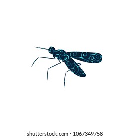 Mosquito insect spiral pattern color silhouette animal.