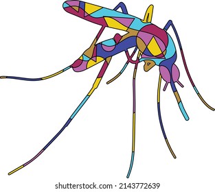 Mosquito Insects Colorful Simple Unique Cute Line Art Logo Tattoo Cubism Surrealism Style Creative Pattern Decoration Popular Artwork World Wildlife Day International Biological Diversity, Malaria Day