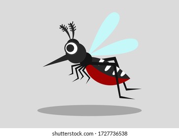 mosquito aislado en un fondo gris. ilustración vectorial	