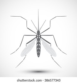 Mosquito isolated on white background. Aedes Aegypti mosquito. Vector mosquito. Hand drawn Vector illustration.