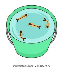 larvas de mosquito en cubo, diseño gráfico vectorial