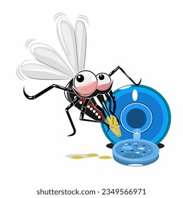 Vector de dibujos animados de mosquitos y larvas