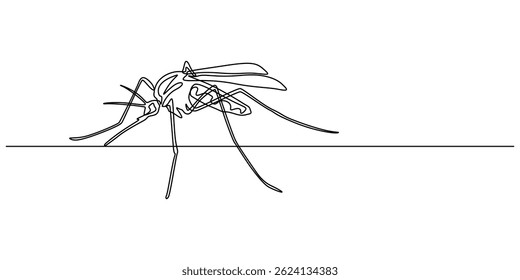 mosquito linha arte desenho vetor, mosquito de linha contínua. mosquito desenhado em uma linha. ilustração vetor linha única, mínimo isolado em fundo transparente. Arte vetorial desenhada à mão.