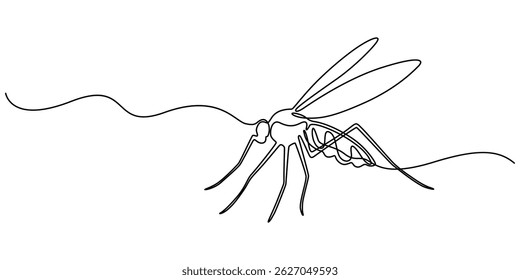 mosquito vetor de desenho de arte de linha, linha contínua mosquito.mosquito desenhado em uma linha.ilustração vetor mínima, Linha arte Mosquito isolado em fundo transparente. Arte vetorial desenhada à mão.