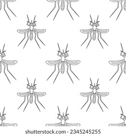 Patrón de dibujo de la línea de mosquitos , patrón sin soldadura de mosquitos , sencillo