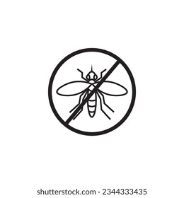 Icono de la línea de mosquitos,
símbolo de vector de contorno, aislado en blanco. Sin señal de mosquito
Símbolo, ilustración de logotipo