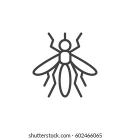 Mosquito line icon, outline vector sign, linear style pictogram isolated on white. Symbol, logo illustration. Editable stroke. Pixel perfect