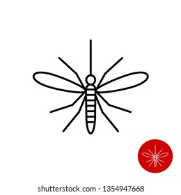 Mosquito line icon. Top view mosquito insect symbol. Adjustable outline stroke line width.