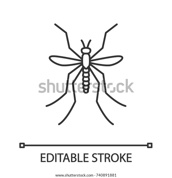 蚊の線形アイコン 昆虫 ミッジ ニャット 細い線のイラスト 等高線記号 ベクター画像の輪郭描画 編集可能なストローク のベクター画像素材 ロイヤリティフリー
