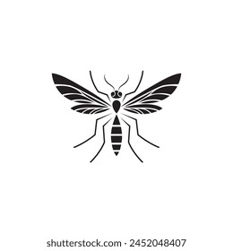 Mosquito logo design template, outline vector sign, isolated linear pictogram