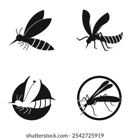 Ilustración vectorial de diseño de logotipo de mosquito. Plantilla de diseño de mosquitos