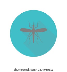 Mosquito long shadow icon. Simple glyph, flat vector of web icons for ui and ux, website or mobile application