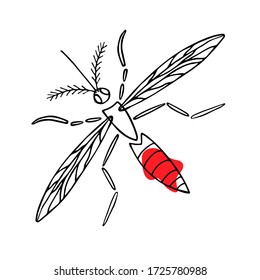Mosquito made in vector, doodle illustration