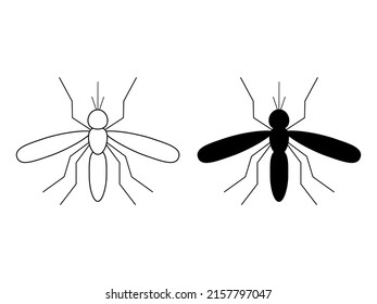 Mosquito malaria set. Line flying mosquitoes insects collection. Vector illustration isolated on white.
