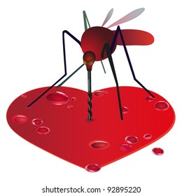 Mosquito on the red bleeding heart