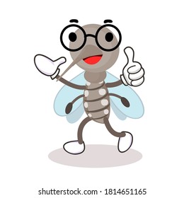 Mosquito on white background vector     	