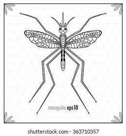 Mosquito on white grid background