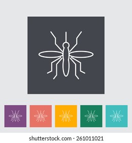 Mosquito. Outline icon on the button. Vector illustration.