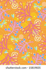 mosquito and plants branch seamless pattern Select all the art and drop it into your swatches palette to create an Adobe Illustrator pattern.