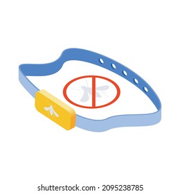 Mosquito protective composition with isolated image of wearable rubber bracelet on blank background vector illustration