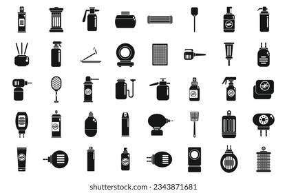 Mosquito protective icons set simple vector. Aerosol bite. Child insect