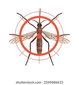 Mosquito with a red sight. Stop mosquito. Stop insects sign. vector