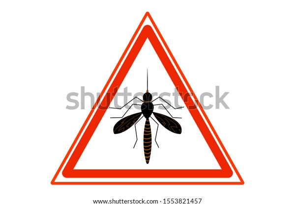 Mosquito Red Warning Sign On White Stock Vector (Royalty Free ...