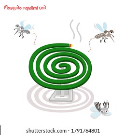 Mosquito repellent coil vector on White Background