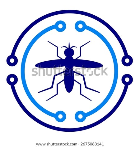Mosquito repellent cyber tech clip art blue colour modern with rounded circuit line. Technology symbol icon vector illustration