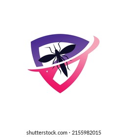 Mosquito Repellent Logo With Shield Concept