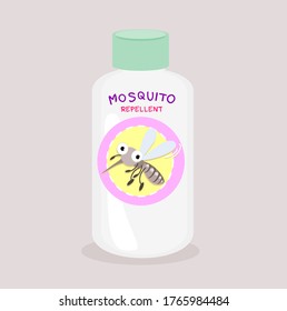 Loción repelente de mosquitos en segundo plano