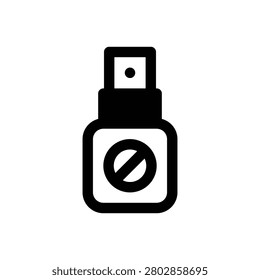 Mosquito repellent. Outlined stroke vector icon with black-filled details.