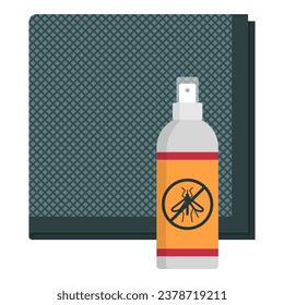 Mosquito repellent spray and folded mosquito net, isolated