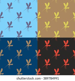Mosquito seamless pattern. Anopheles gnat. Textures set with insect. Dlinnousoe insect with wings. Ornament midge
