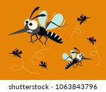mosquito set isolated on orange background.