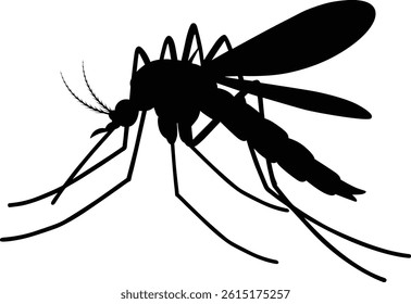 Mosquito Side View Silhouette Vector - Insect Icon for Disease Awareness and Pest Control	