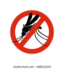 Mosquito sign. Attention symbols insects in red circle poison for mosquitos warning vector concept picture